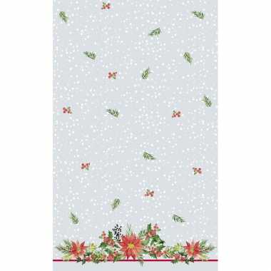 2x kerst thema tafellakens/tafelkleden met kerststerren 138 x 220 cm