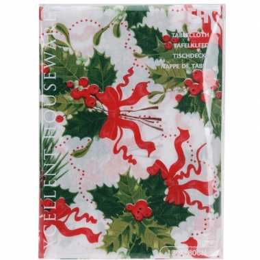 3x stuks kerst thema tafelkleden wit met hulsttakken 180 x 130 cm