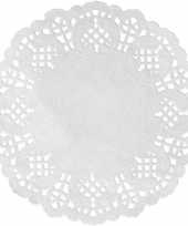 20x witte bruiloft tafeldecoratie versiering placemats 35 cm rond kant