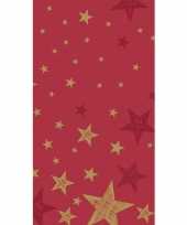 3x feestartikelen papieren kerst tafelkleed rood met gouden sterretjes print 138 x 220 cm
