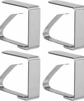 4x tafelkleed klemmen rvs 5 x 6 cm