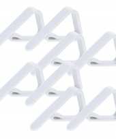 8x witte tafelkleed klemmen kunststof 6 5 x 3 5 cm