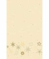 Kerst thema tafellakens tafelkleden beige met sterren 138 x 220 cm